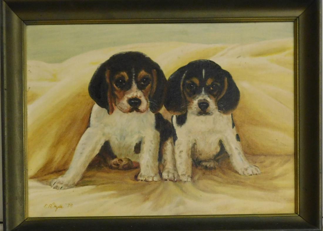Dr. Edgar R Hyde (VT 20th c)  Two beagles (1 of 3)