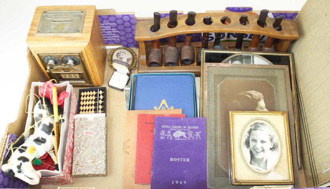 lot of collectibles including pipes and bank (1 of 4)