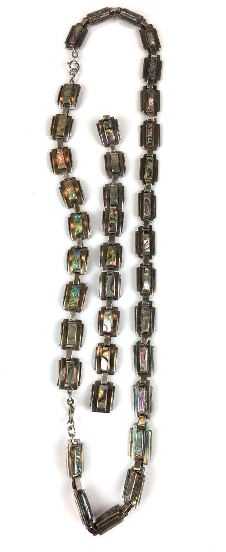 Mexican sterling & abalone necklace & bracelet. (1 of 2)