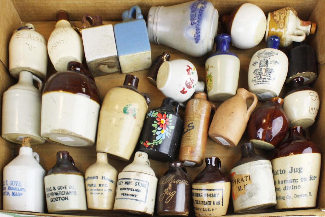 early 20th c miniature stoneware jugs (1 of 1)