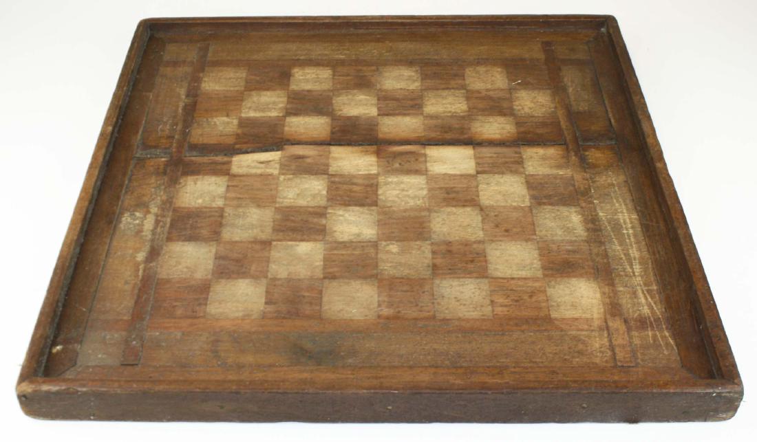 early 20th c parquetry game board as found (1 of 3)