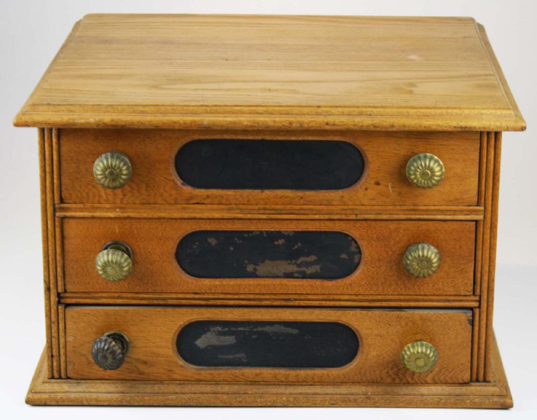 small oak 3 drawer spool cabinet: small oak 3 drawer spool cabinet, 17 1/2" x 15 3/4" x 11"