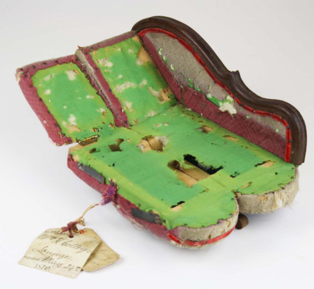 1879 Wm H Colley patent model lounge: 1879 Wm H Colley patent model folding lounge, length 12"