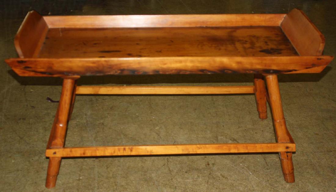 Pine dough tray/ coffee table: Pine dough tray/coffee table, 42" long and 21" high.