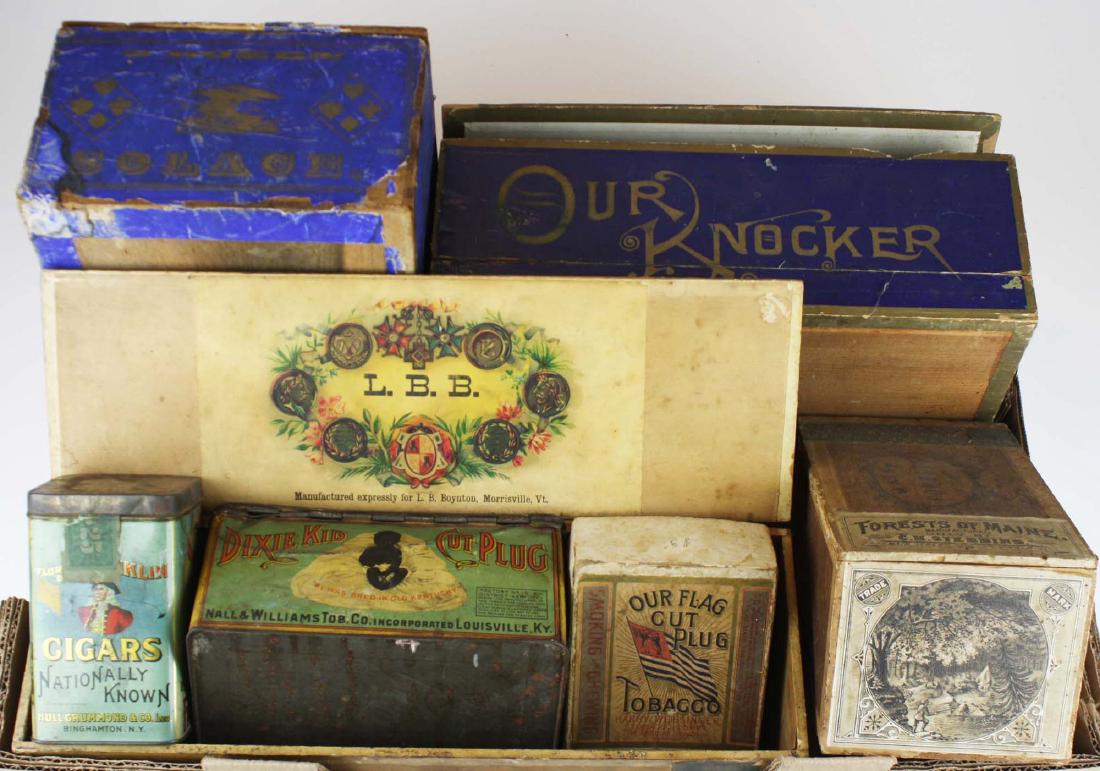 7 wood, boxboard, & tin tobacco containers (1 of 5)