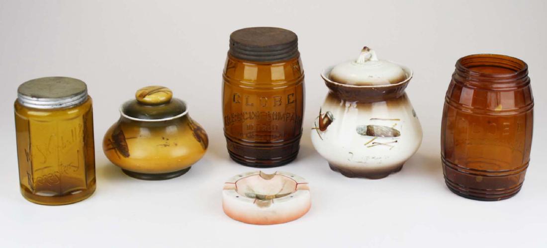 amber tobacco jars, humidors, & ashtray (1 of 1)
