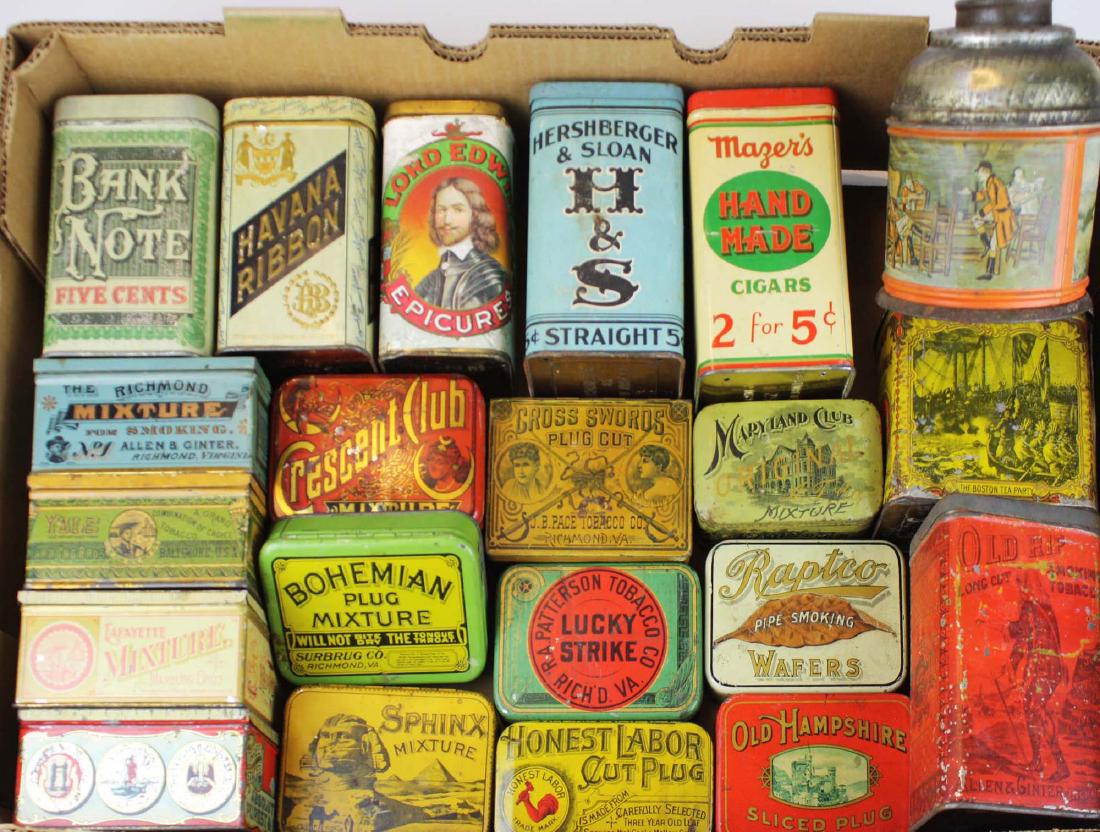21 round, square corner tobacco tins (1 of 7)
