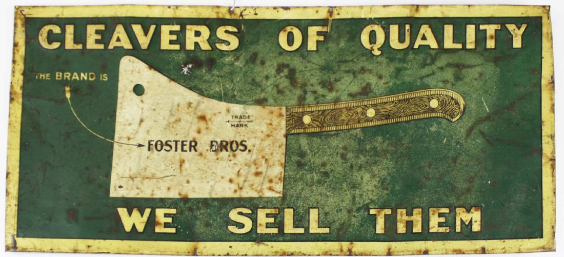 Foster Bros. Cutlery meat cleaver tin litho sign (1 of 8)