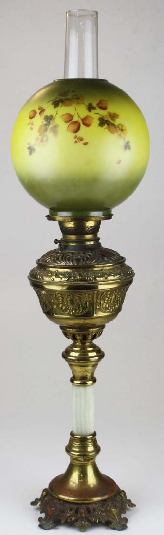 Victorian gilt metal and alabaster banquet lamp (1 of 7)
