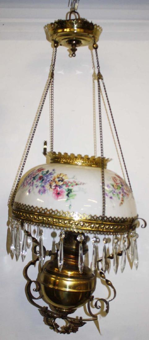 20th c hanging fixture: 20th c hanging fixture with painted dome