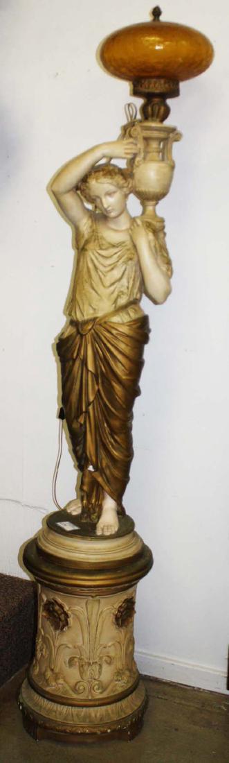 monumental classical female lamp on pedestal (1 of 3)