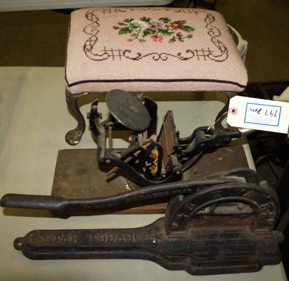 Cast Iron tobacco cutter and letter press (1 of 1)