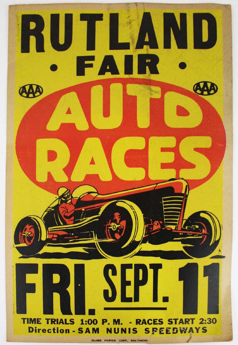 ca 1950's Rutland Fair Auto Races  poster (1 of 3)