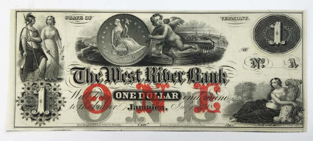 1854 West River Bank Jamaica VT 1$ bank note (1 of 7)