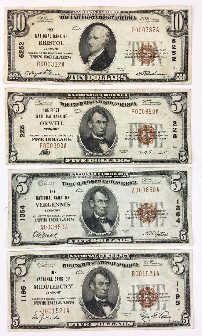 Four Vermont National Currency Bank Notes (1 of 6)