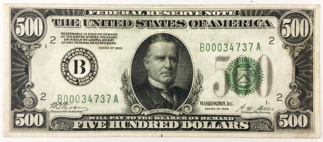 Series of 1928 $500 Federal Reserve Note (1 of 8)