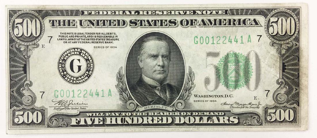 Series of 1934 $500 Federal Reserve Note (1 of 8)