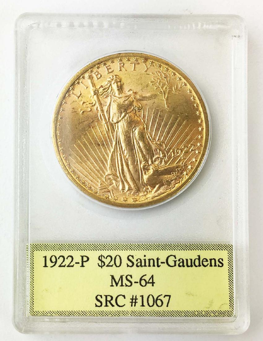 1922 P Saint Gaudens $20 US gold coin MS-64 (1 of 4)