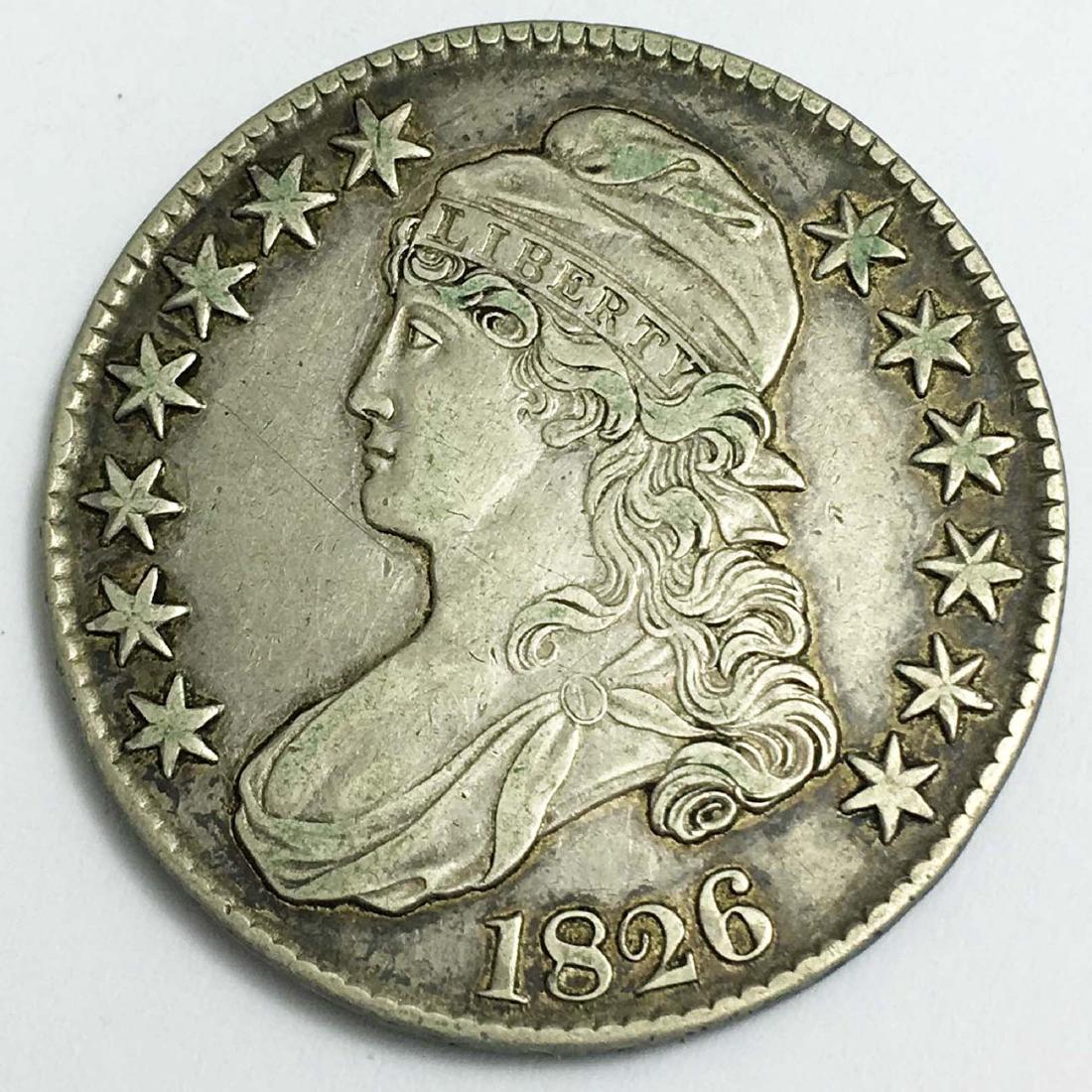 1826 Capped bust 50 cent silver coin AU50 (1 of 2)