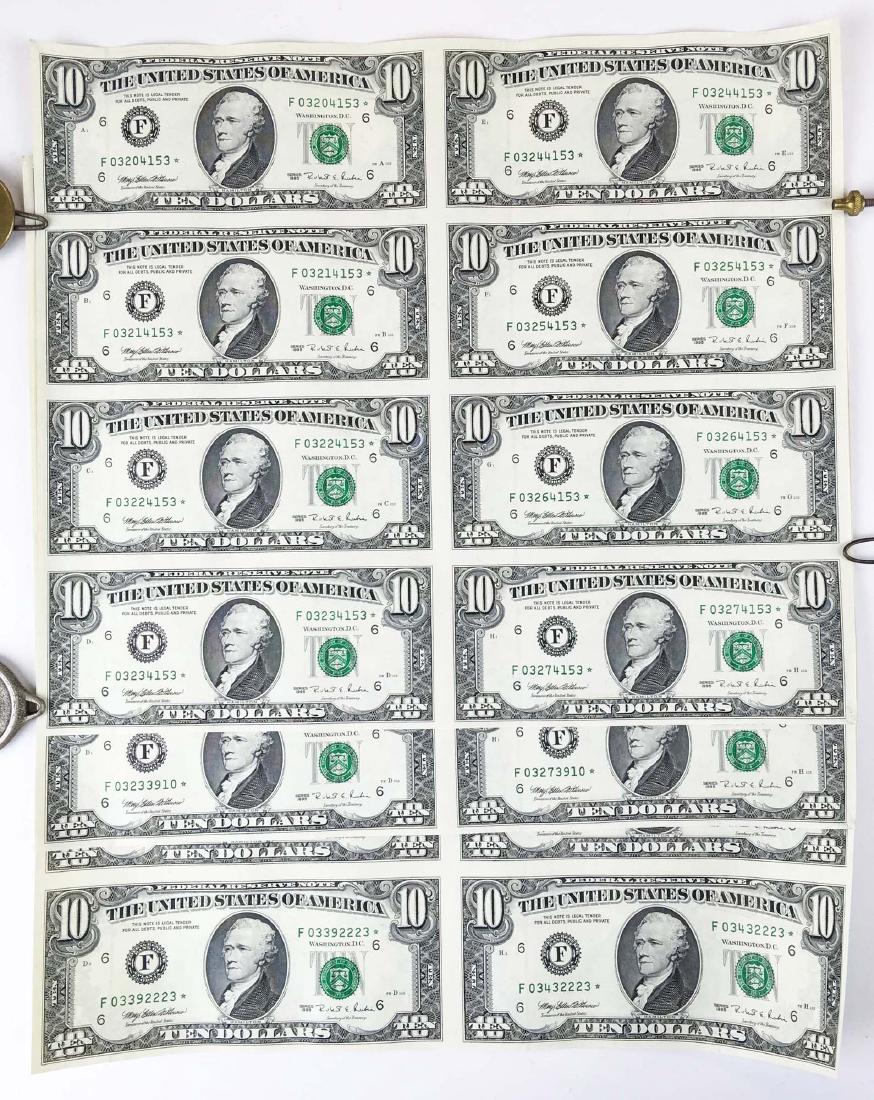 Three uncut sheets of 8 $10 Federal Reserve Notes (1 of 2)