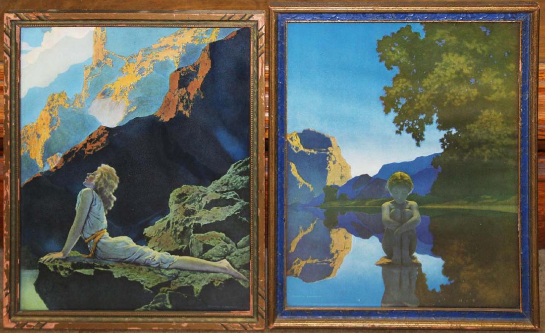 2 Maxfield Parrish framed prints: 2 Maxfield Parrish prints, Wild Geese, Evening, both 14 1/2" x 11 1/2" sight image