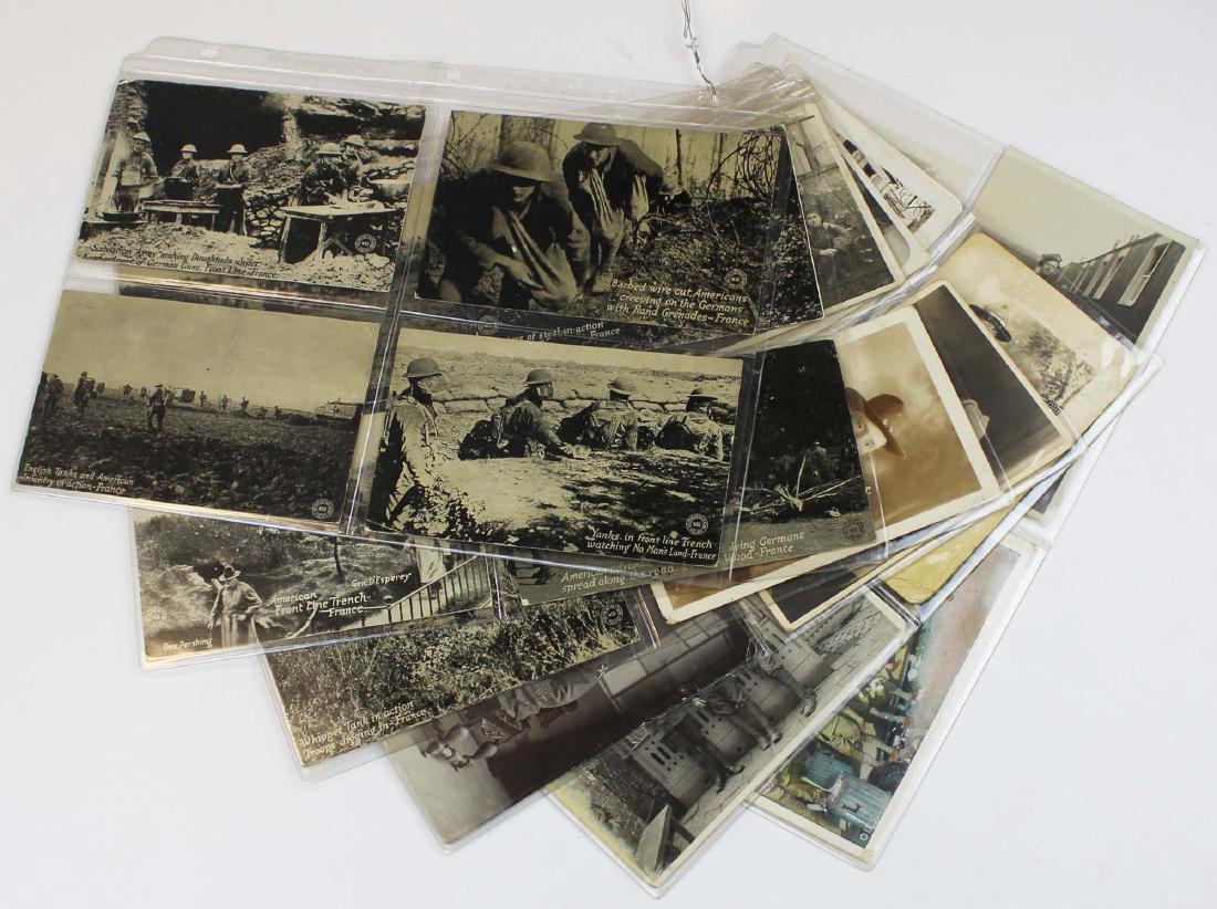 lot of WWI RPPC portraits, printed battle scenes: lot of WWI ephemera including RPPC portraits, boxers, snapshots, printed battle scenes 21 pcs