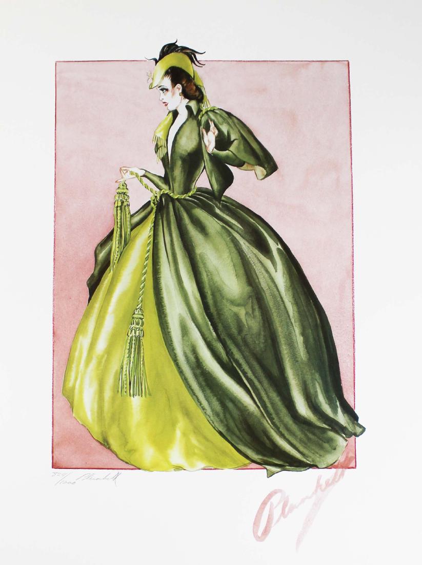 Gone With The Wind Walter Plunkett lithos: "Gone With The Wind" costume design colored prints, Walter Plunkett (1902- 1982) set of six, limited, numbered, & signed by the artist (324/ 1000)