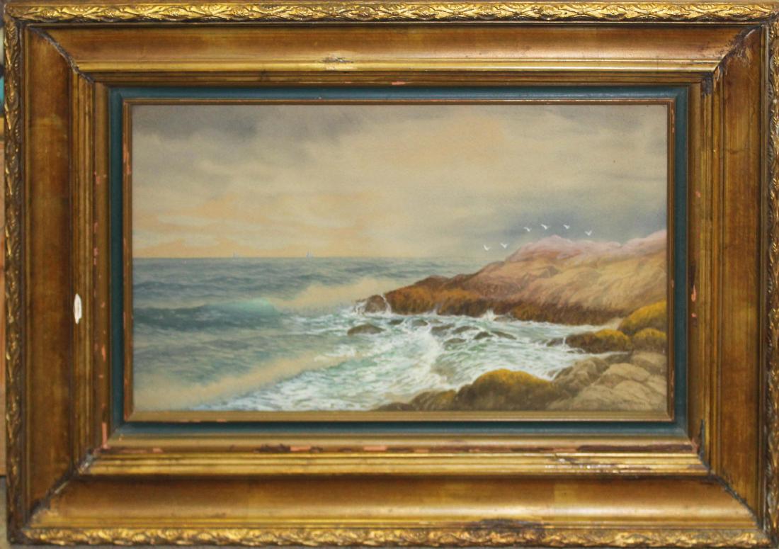 George Howell Gay (AM 1858-1931) Surf: George Howell Gay (American 1858-1931) Surf and rocks watercolor and gouache 7 x 13" signed lower right