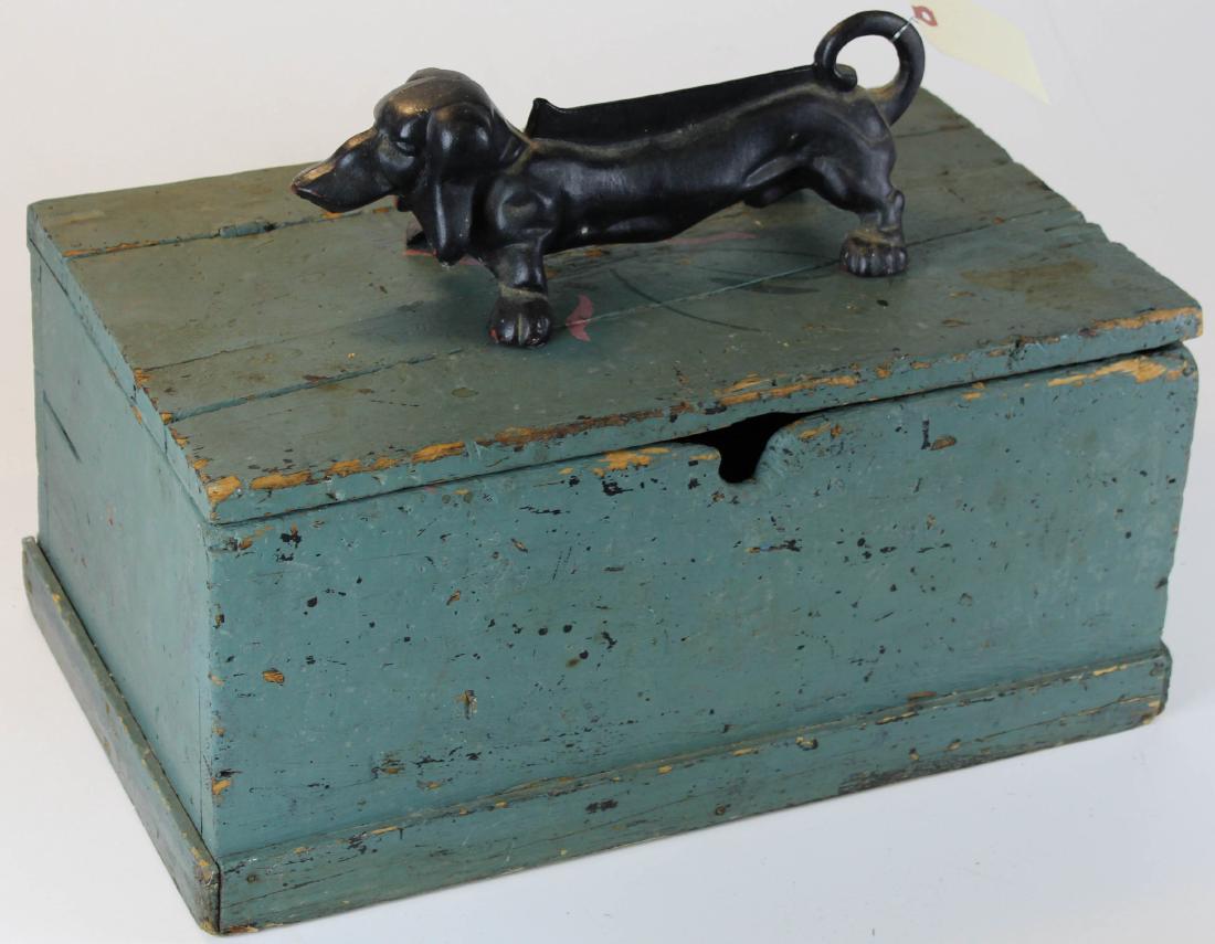 Primitive pine box and Dog Bootscrape (1 of 1)