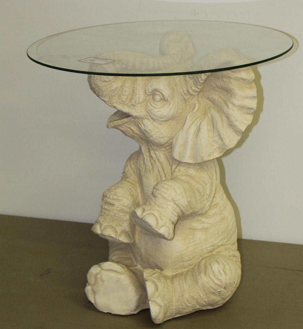 late 20th c glass top stand with elephant base (1 of 1)