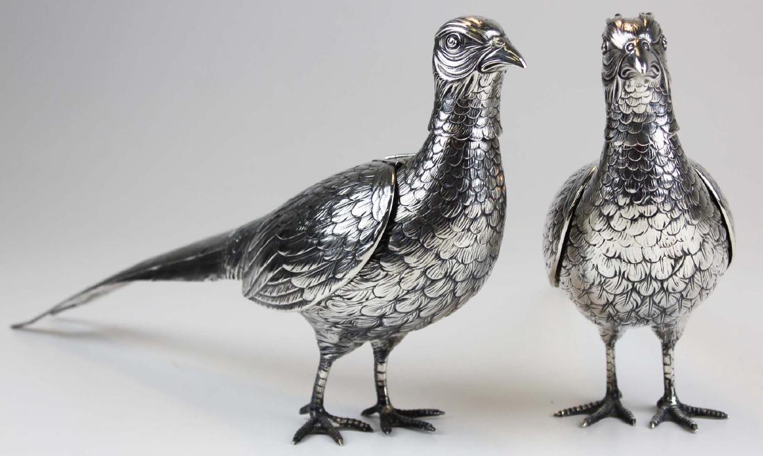 Pair of German 800 silver figural pheasant boxes (1 of 10)