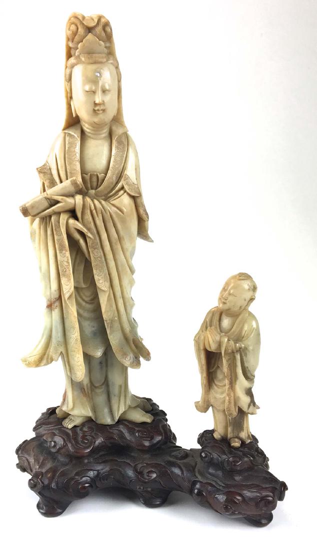 Chinese nephrite jade carved male & female figure (1 of 4)