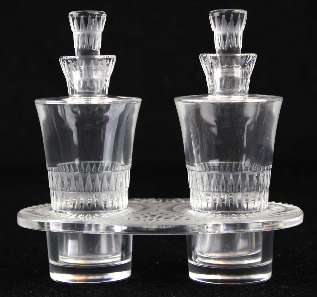 Lalique Bourgueil frosted crystal cruet set