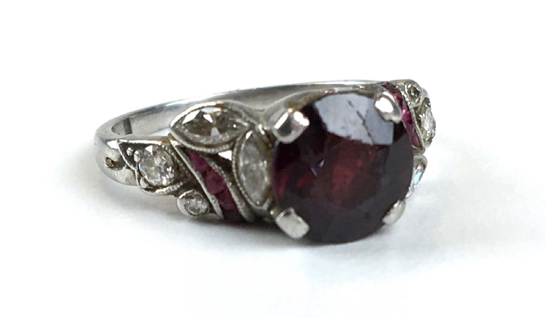 Ca 1915 Amethyst, diamond, ruby, platinum ladies ring (1 of 3)
