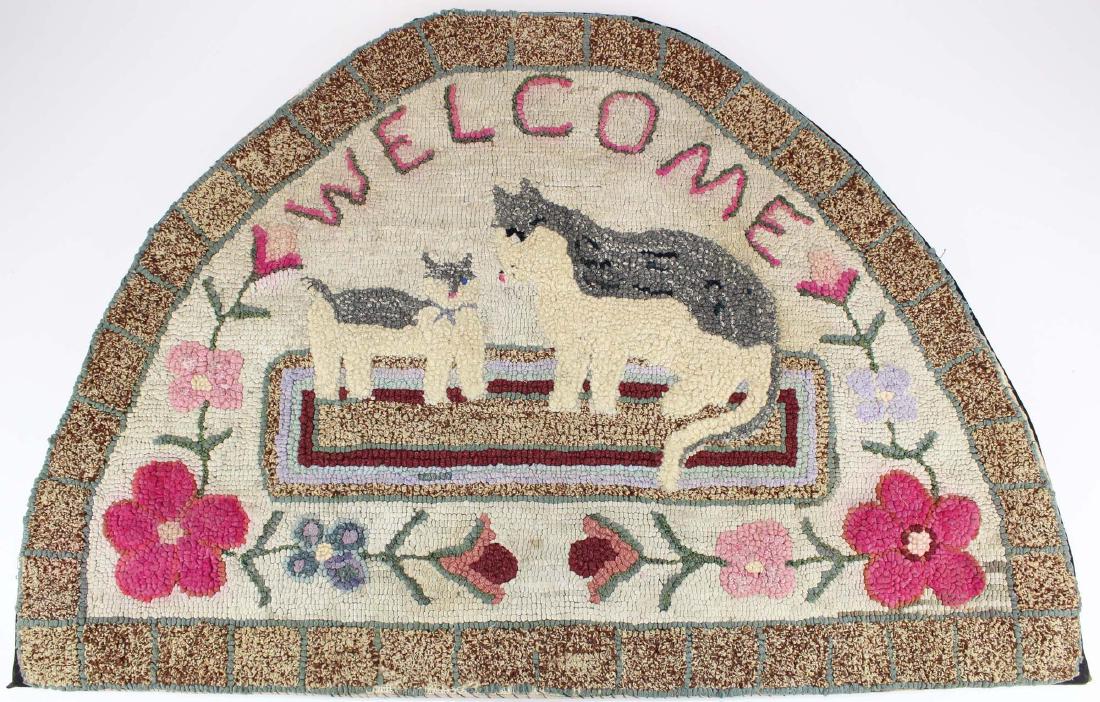 20th c folky hooked hearth rug (1 of 4)