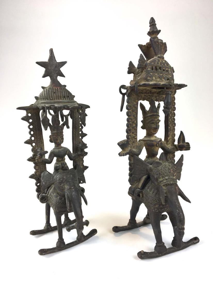 Two 18th c Southeast Asian bronze figures riding (1 of 3)
