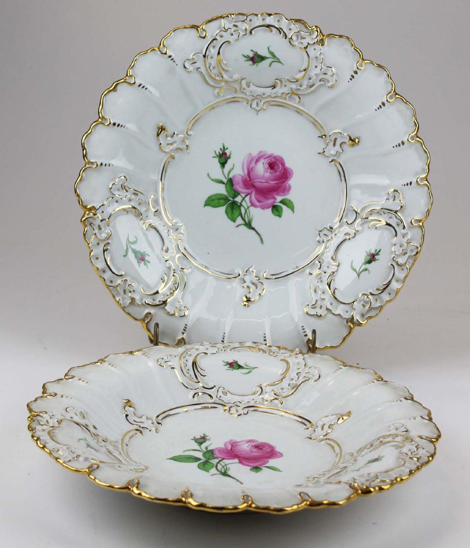 Pair of Meissen handpainted floral serving dishes (1 of 6)