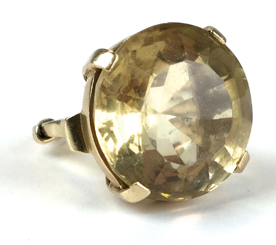 large citrine round cut 18k y.g ring. (1 of 2)