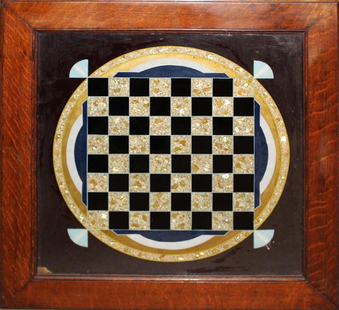 early 20th c framed eglomise game board (1 of 2)