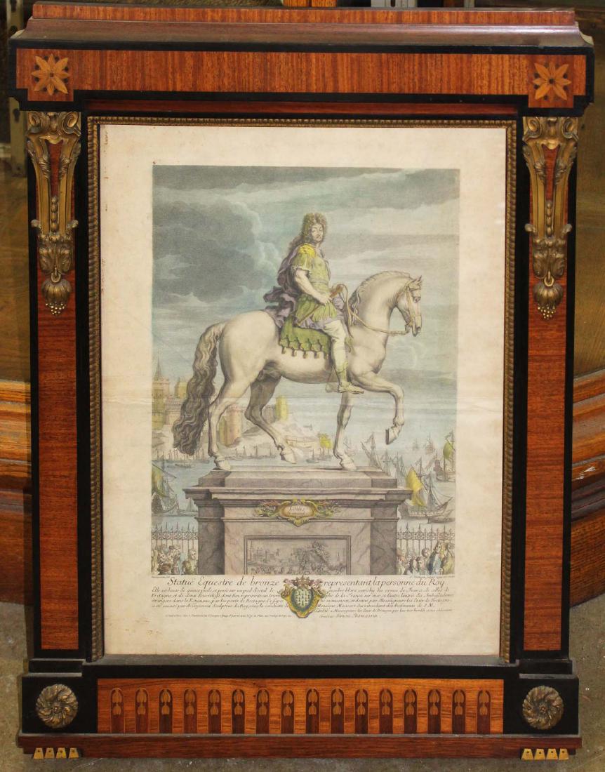 early 20th c marquetry inlaid framed print (1 of 5)