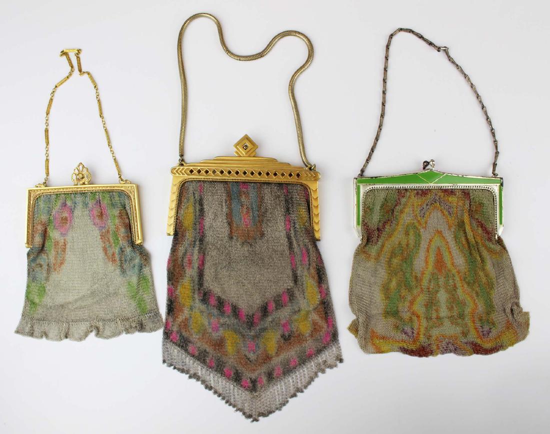 three vintage Art Deco era wire mesh purses (1 of 6)