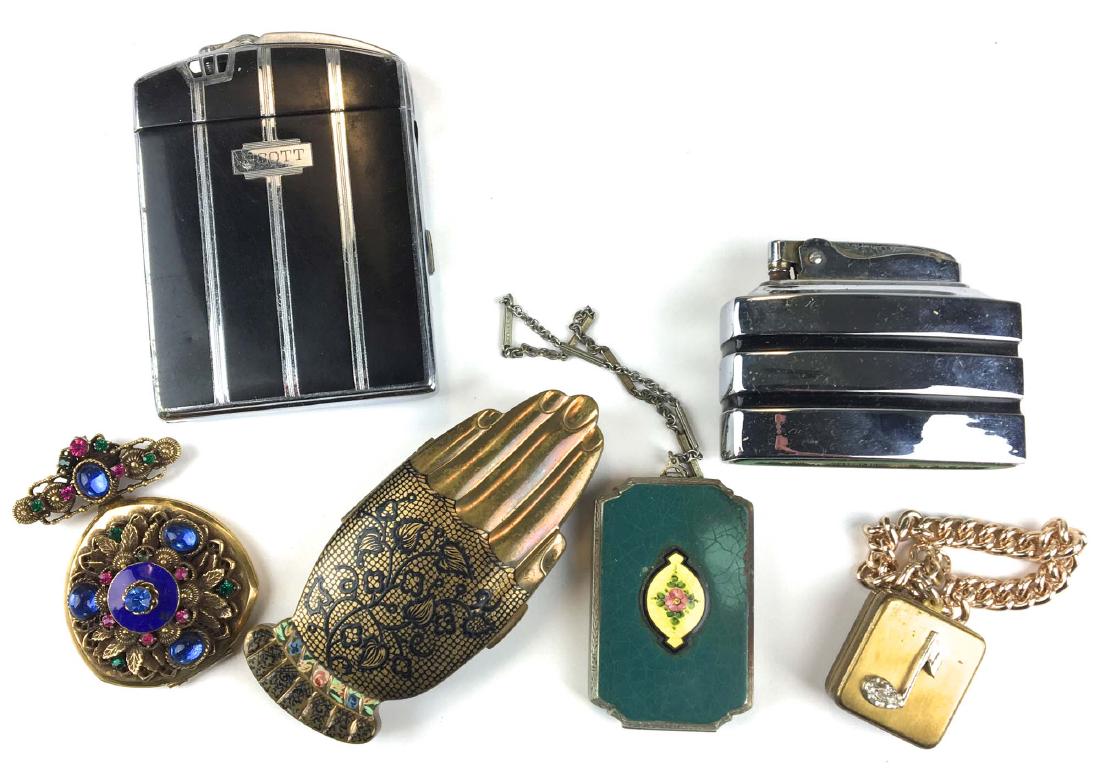Group of vintage compacts and lighter. (1 of 2)