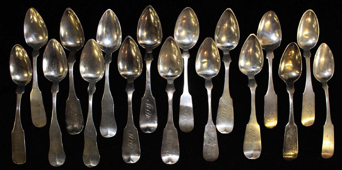 17 American and English early coin silver spoons (1 of 1)