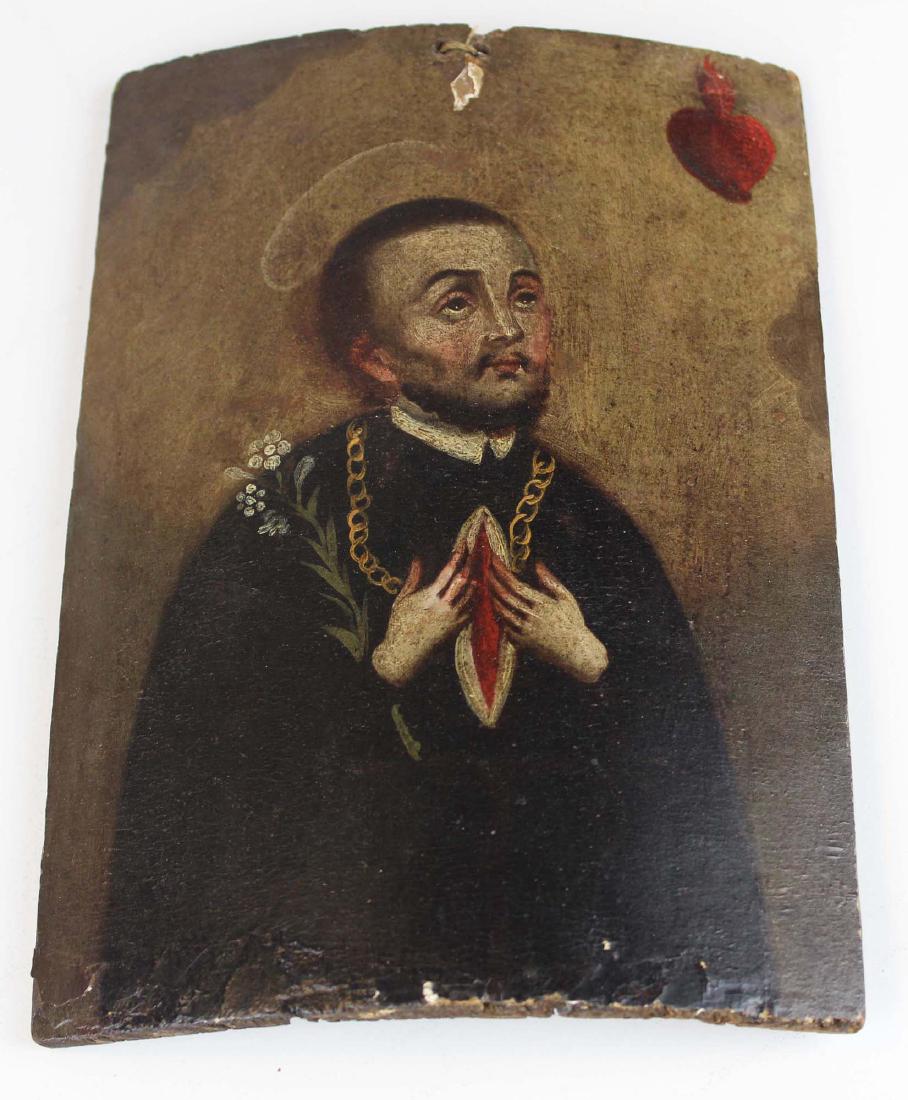 19th c Central American retablo wooden panel (1 of 6)