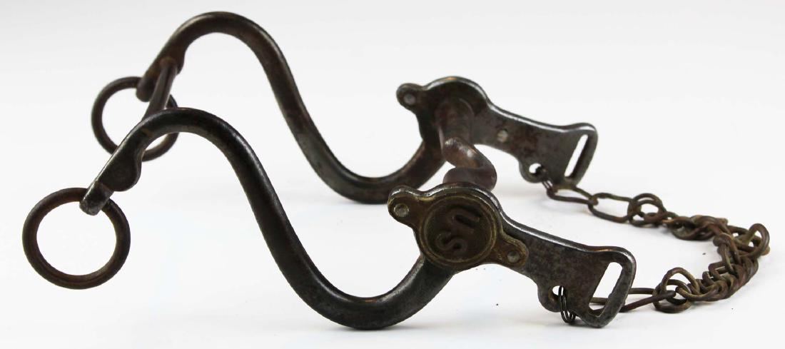 M1863 US Civil War cavalry curb bit: M1863 US Civil War cavalry curb bit, with curb chain, stamped A Barclay, length 8"