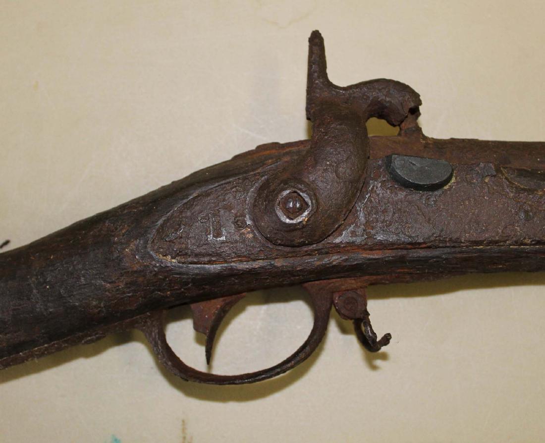 US Springfield musket as found: US Springfield musket in very weathered condition perhaps dug up, or left outside for very extended period of time- Musket converted from flintlock possibly war of 1812 era.