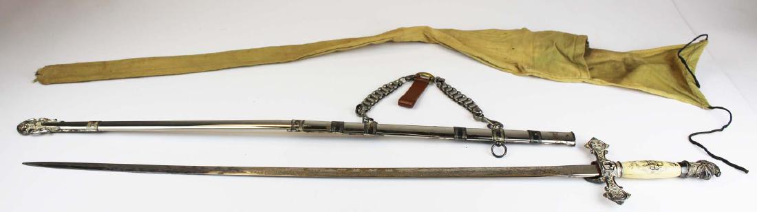 ca 1900 Masonic Scottish Rite fraternal sword: ca 1900 Masonic Scottish Rite fraternal sword- CC Ward Co, New London, engraved Raymond M Beck, overall length 38 3/4"