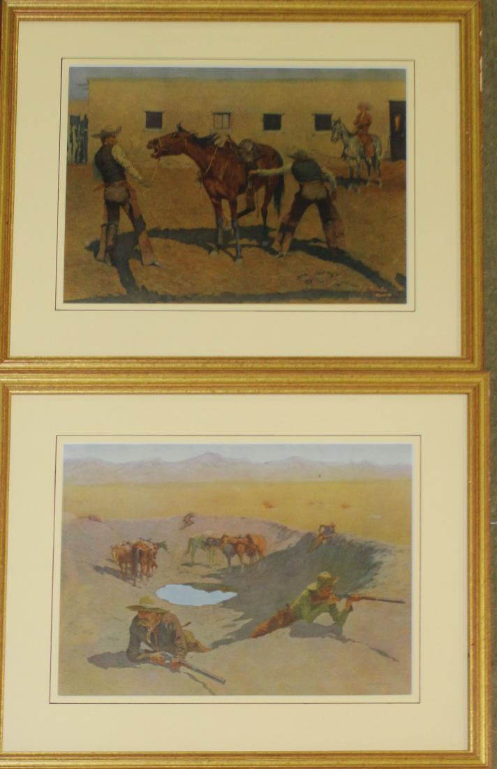 Frederic Remington (AM 1861-1909): Frederic Remington (American 1861-1909) Two framed artist proof prints Shadow at the Waterhole and His First Lesson 11 x 15"
