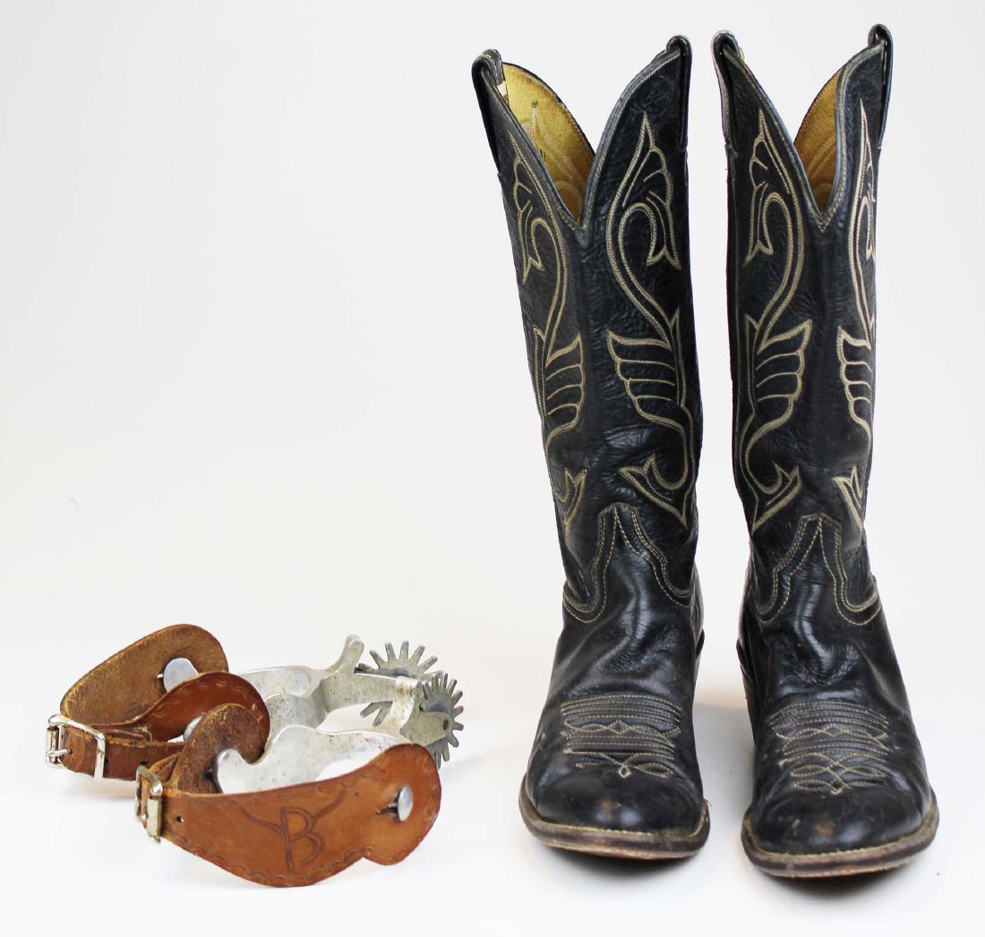 vintage Hondo cowboy boots, spurs: vintage Hondo cowboy boots, aluminum spurs