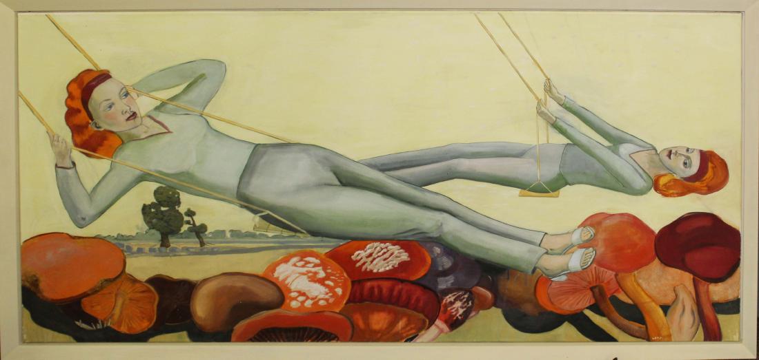 Rosa Loy (DE 1958-) The Swing: Rosa Loy (Germany 1958-) The Swing oil on canvas signed lower right dated 01 38 x 75"